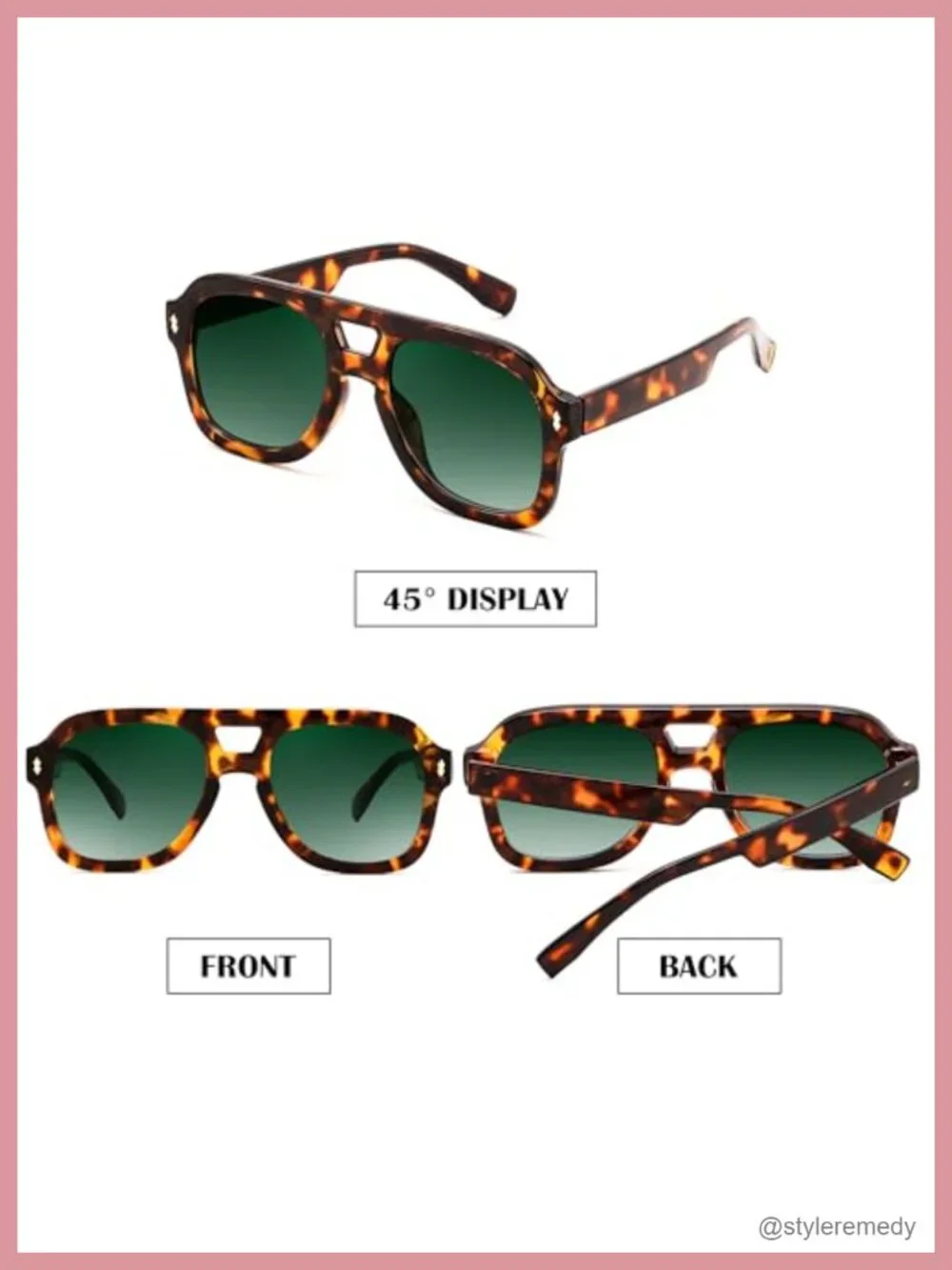 Retro Thick Aviator Sunglasses Oversized Square Pilot Chunky UV Protection